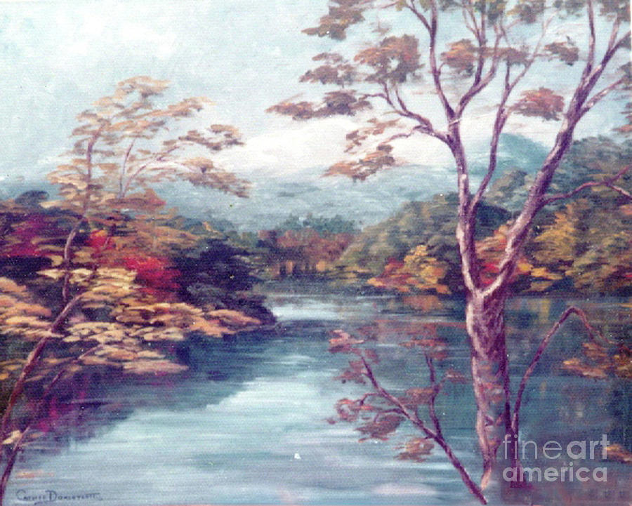 Mountain Lake in Autumn  Painting by Catherine Ludwig Donleycott