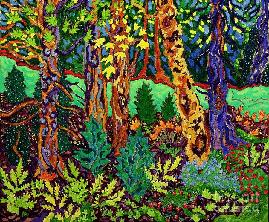 Lake in the Forest Painting by Cathy Carey