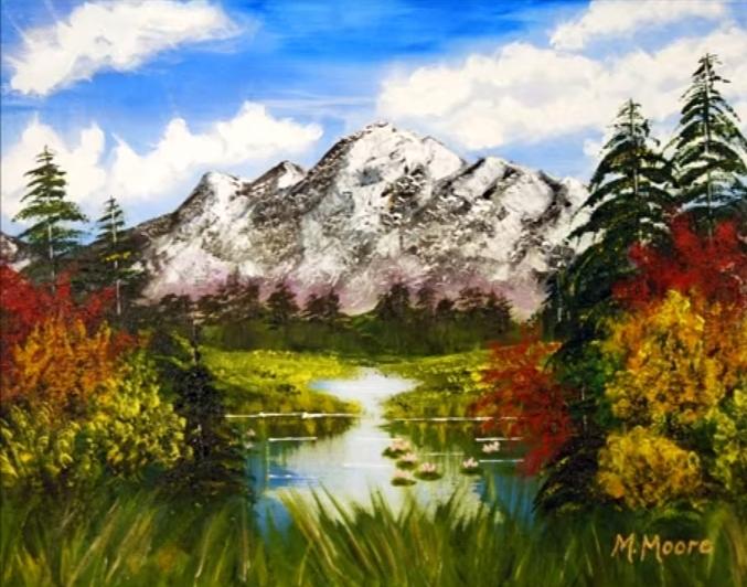 Lake In The Mountains Painting by Marlene Moore