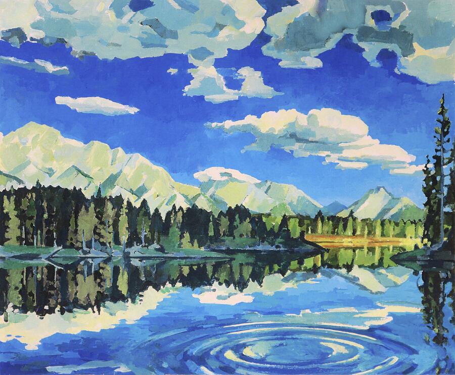 Mural Concept, Lake in the Rockies Painting by Tim Heimdal