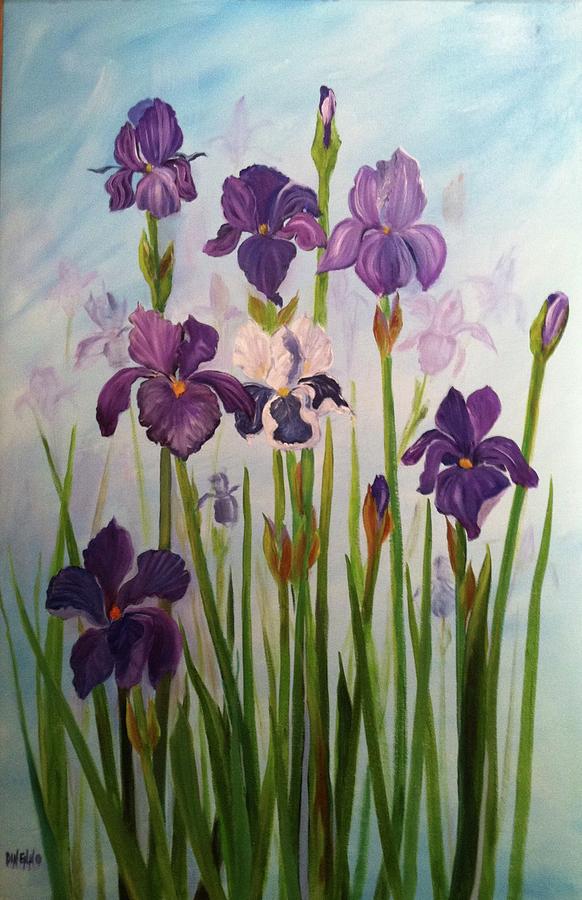 Lake Iris Painting by Sue Dinenno