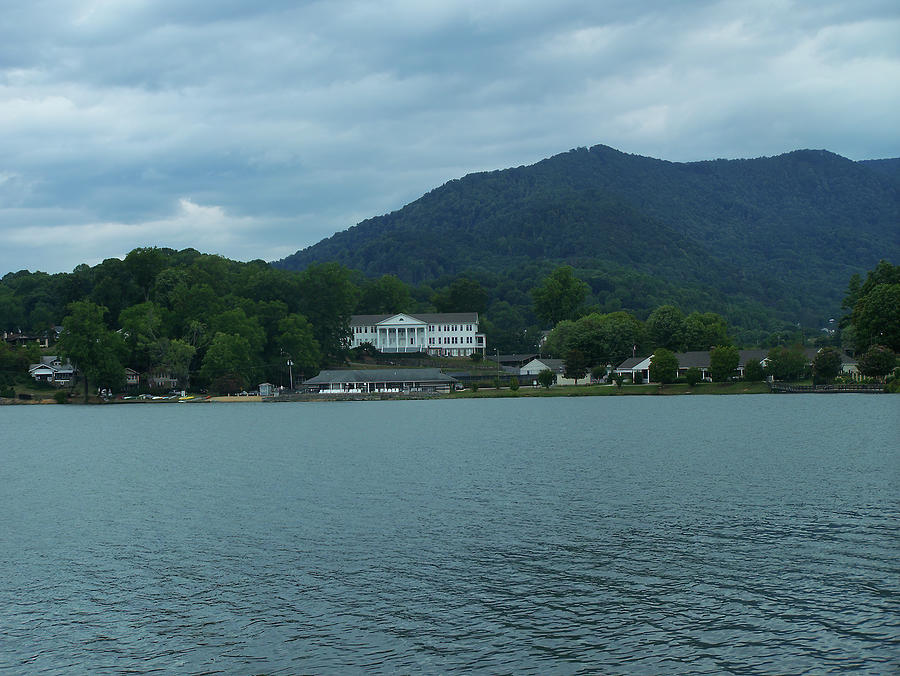 Mountain Photograph - Lake Junaluska mansion and mountains by Flees Photos