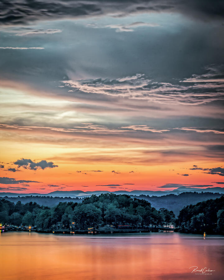 Lake Keowee Sunset at Gap Hill Photograph by Russell Carlson