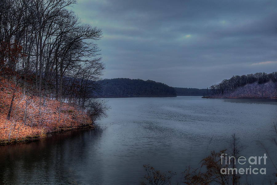 Nature Photograph - Lake Kinkaid on a Winter Evening. by Larry Braun