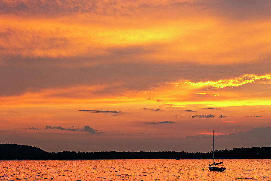 Lake Leelanau Sunset Photograph by Sue Cullumber