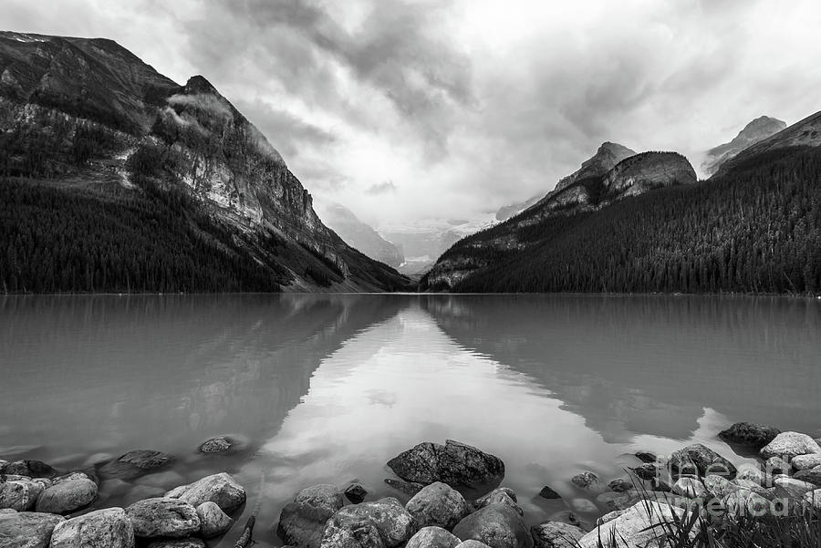 Lake Louise, Alberta in black and white Photograph by Delphimages Photo ...