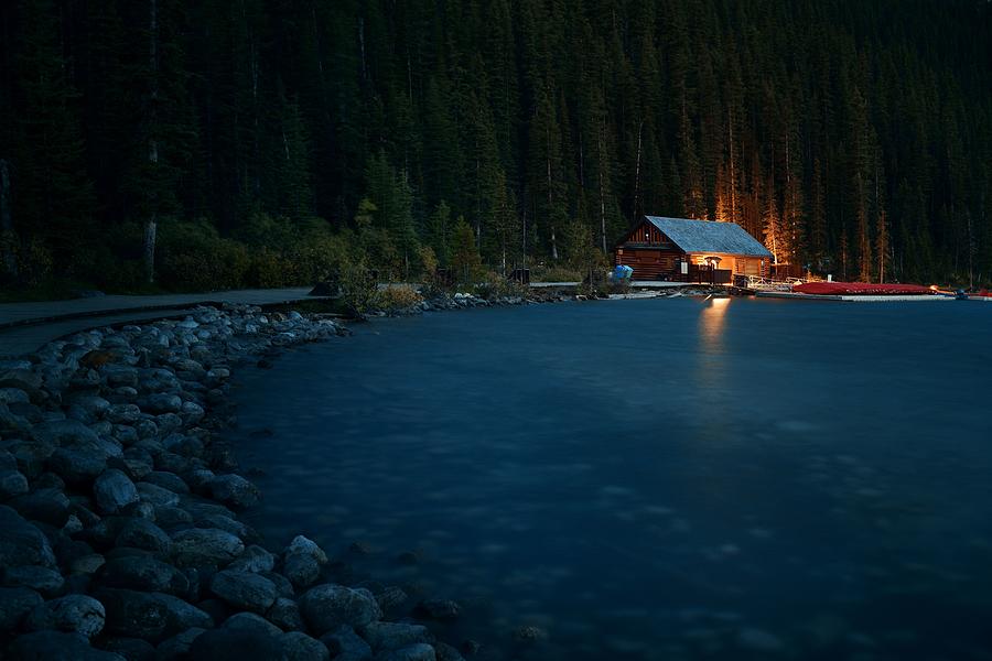 Lake Louise boat house Photograph by Songquan Deng
