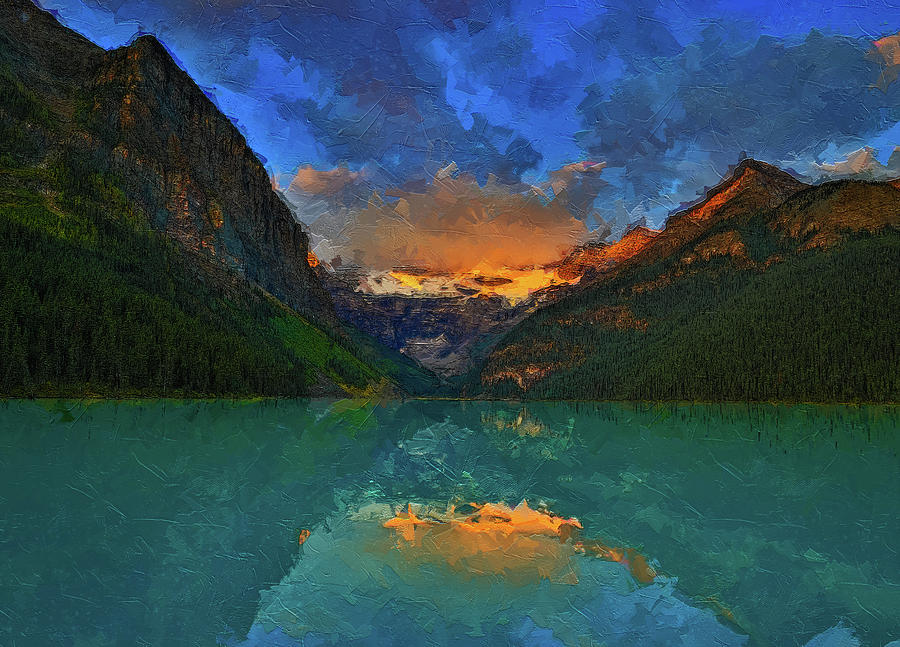 Lake Louise Canada Sunrise Painting Painting by Dan Sproul