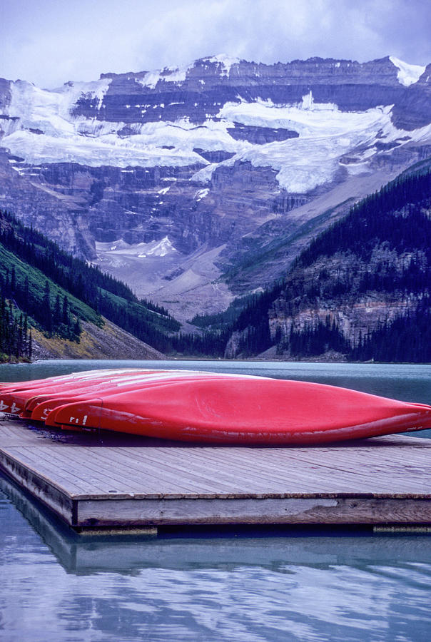 Lake Louise Canoes Photograph by Doug Davidson