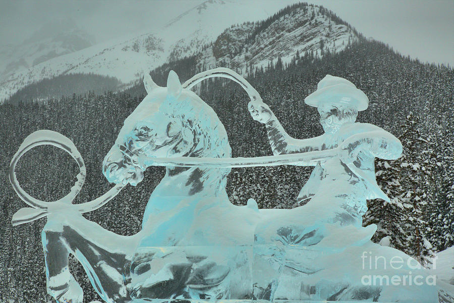 Lake Louise Cowboy Ice Sculpture Photograph by Adam Jewell