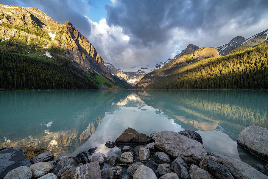 Lake Louise in Banff National Park at sunrise Photograph by Melissa ...