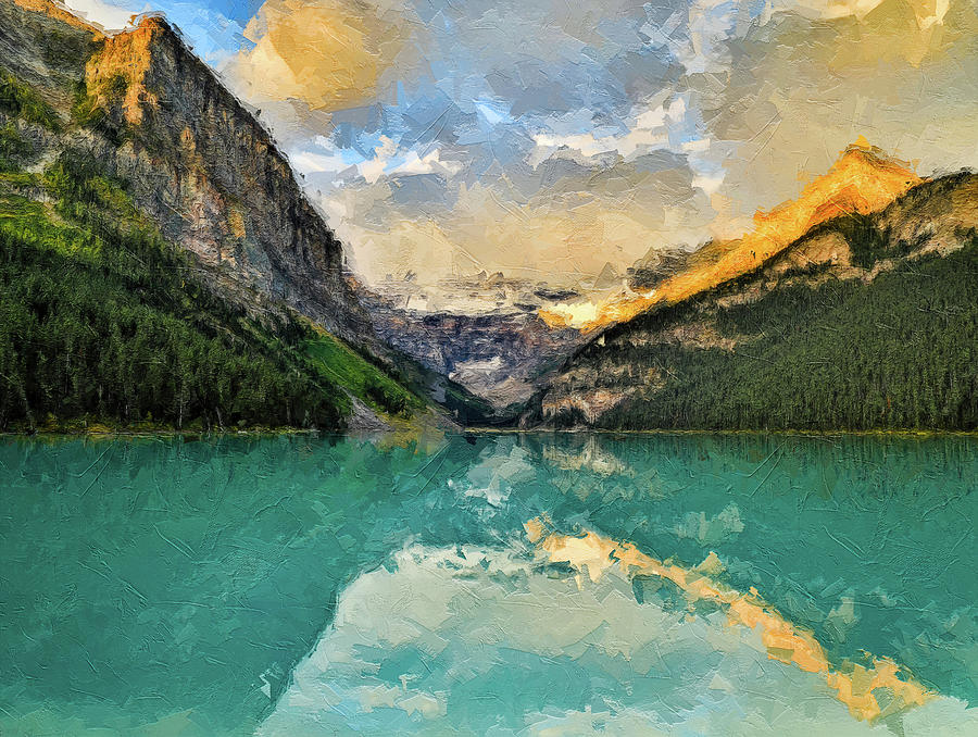 Lake Louise Sunrise Painting Painting by Dan Sproul