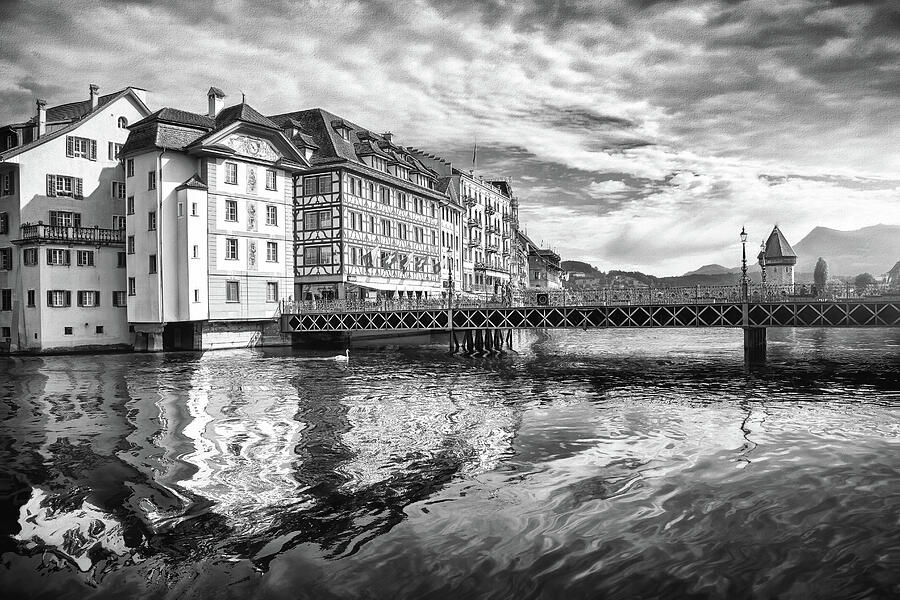 Lake Lucerne Black And White Photograph