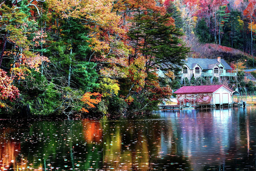 Lake Lure North Carolina Fall Painting Photograph by Carol Montoya