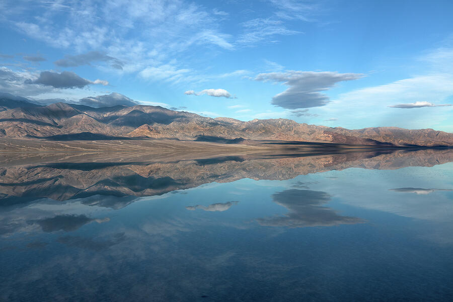 Mountain Photograph - Lake Manly Reflection in Death Valley by Lindley Johnson