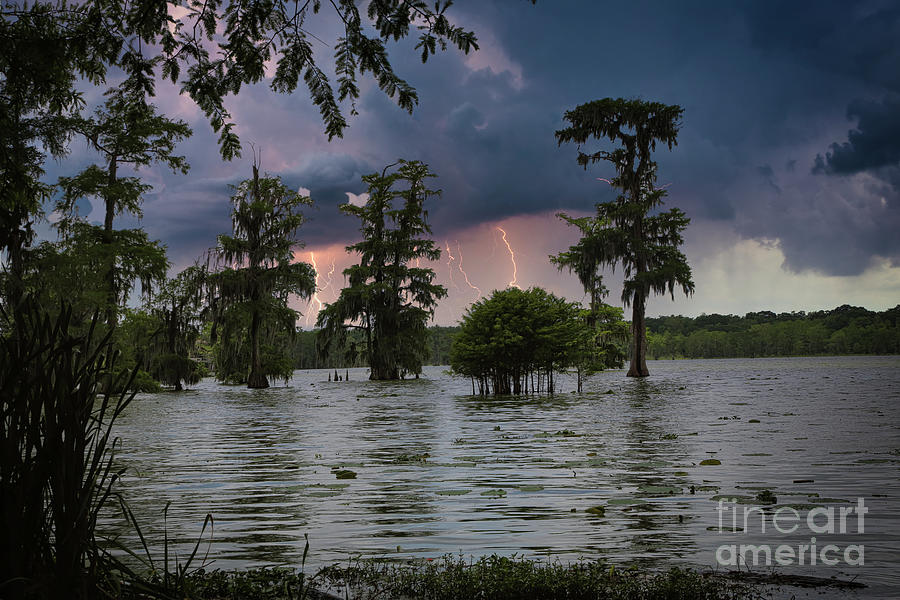 Lake Martin Color Lightning Louisiana  Photograph by Chuck Kuhn