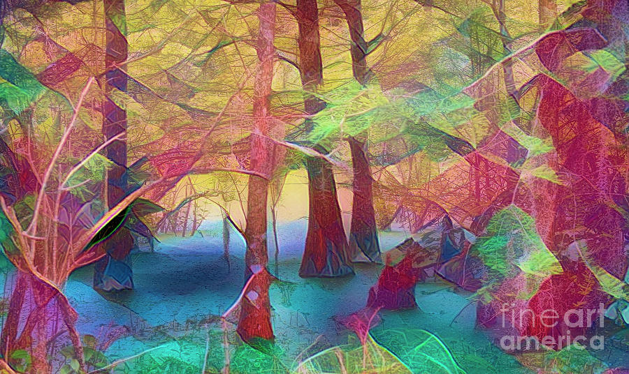 Lake Martin Swamps Art Colors  Digital Art by Chuck Kuhn