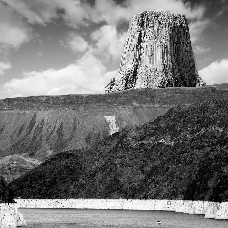 Lake Mead and Devils Tower BW Mixed Media by Bob Pardue