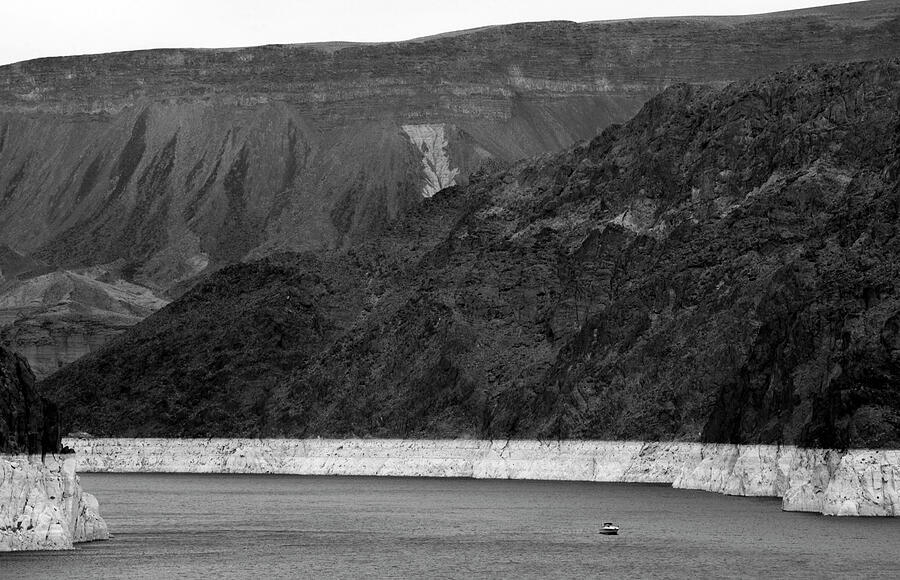 Lake Mead at Hoover Dam Nevada USA bw Photograph by Bob Pardue