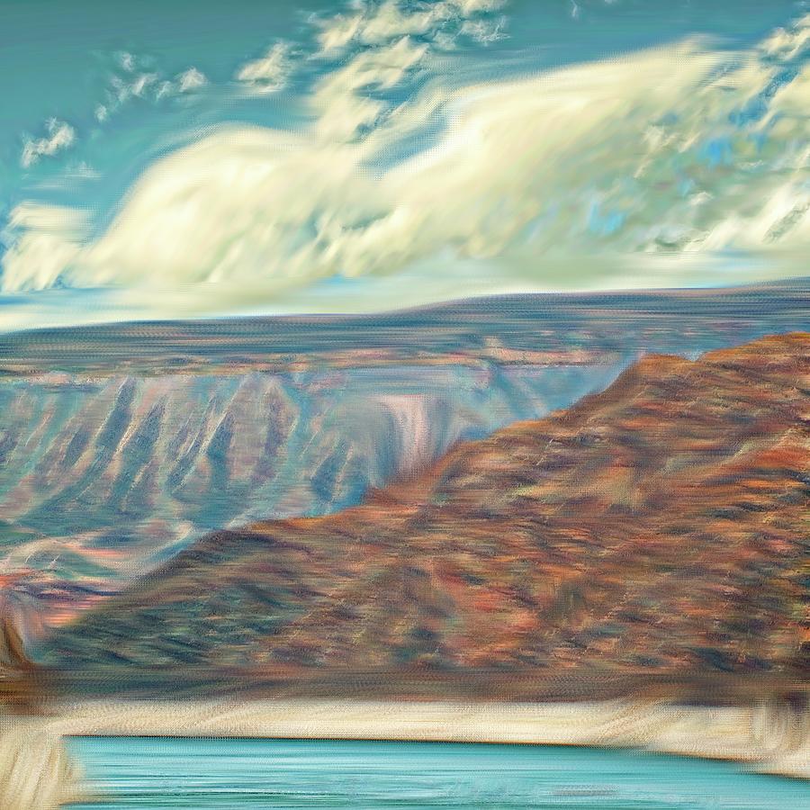 Lake Mead at Hoover Dam Painterly 2 Mixed Media by Bob Pardue