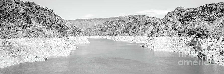 Lake Mead Colorado River Black and White Panorama Photo Photograph by Paul Velgos