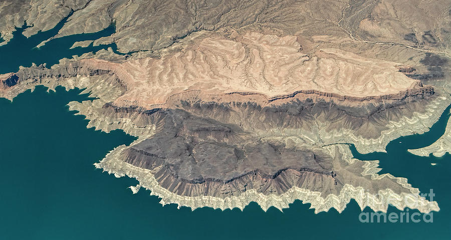 Lake Mead National Recreation Area and Temple Mesa in Nevada Aerial Photograph by David Oppenheimer