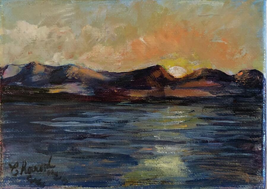 Lake Mead Sunset Painting by Charme Curtin