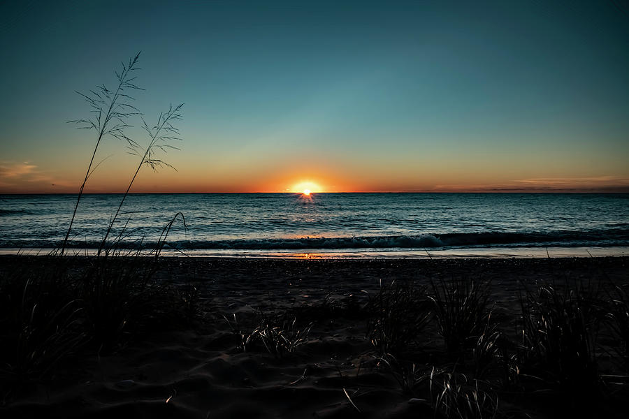 Lake Michigan beach sun rise  Photograph by Sven Brogren
