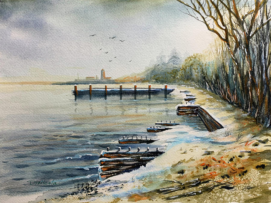 Lake Michigan Early Winter Painting by Anthony DiNicola