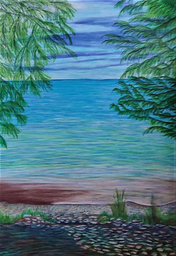 Lake Michigan From Crescent Beach Drawing by Barbara Zipperer - Fine ...