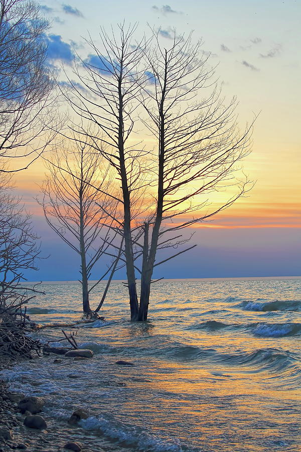 Lake Michigan Photograph - Lake Michigan High Water Sunrise by Dale Kauzlaric
