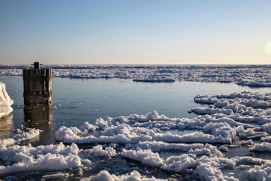 Lake Michigan in the winter in Holland Michigan Photograph by Eldon McGraw