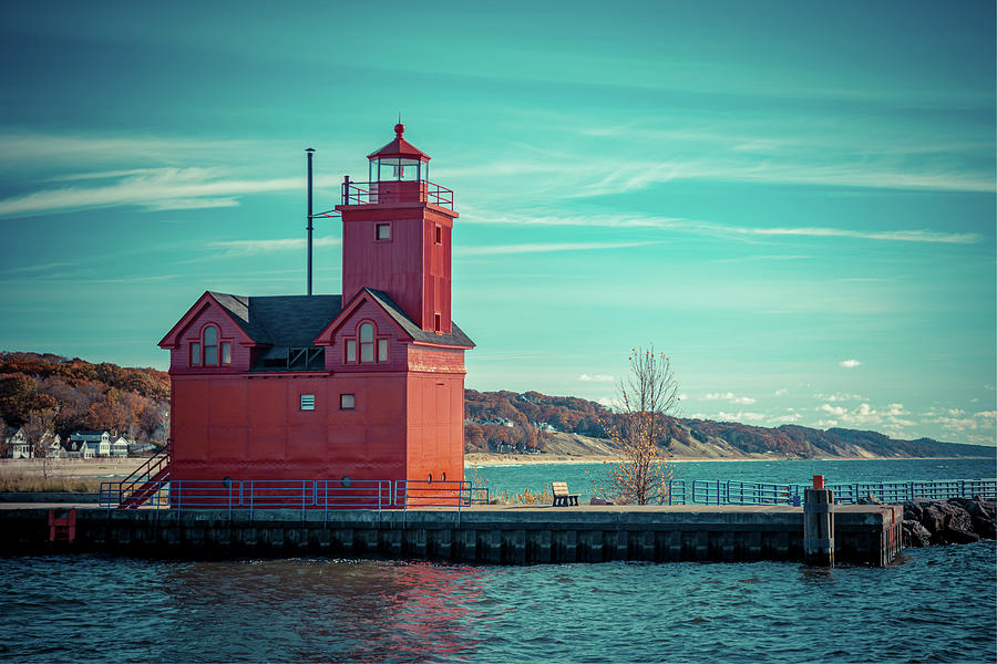 Lake Michigan Lighthouse In The Fall Photograph By Enzwell Designs Pixels   Lake Michigan Lighthouse In The Fall Enzwell Designs 