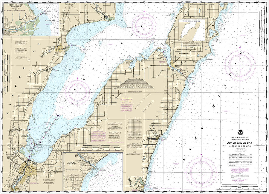 Lake Michigan Lower Green Bay Nautical Chart 14910 No Borders Digital ...