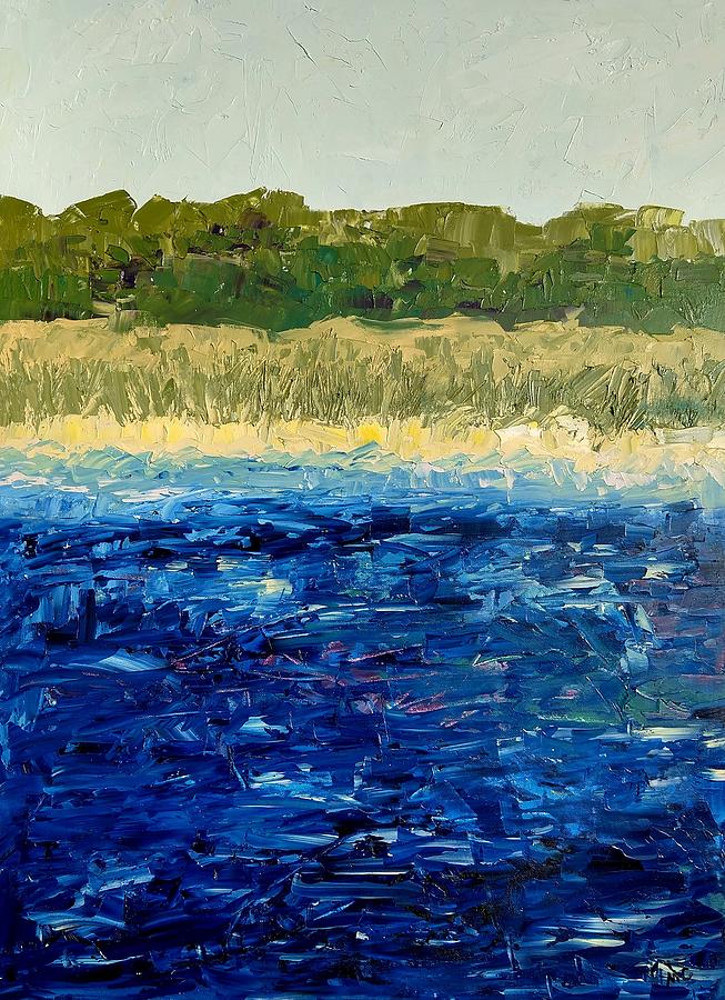 Lake Michigan Shoreline with Dunes and Grasses 2.0 Painting by Michelle Calkins