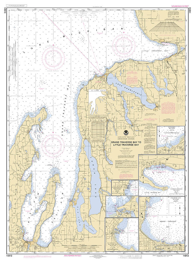 Lake Michigan Traverse Bay And Little Traverse Bay Michigan, Noaa Chart ...