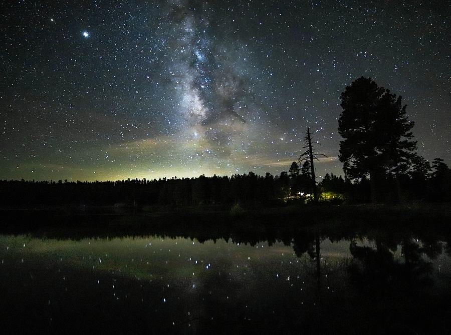 Lake Milky Way Reflection Photograph by Caroline Haldeman - Pixels