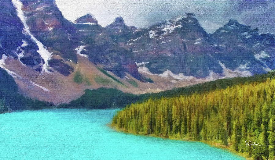 Lake Moraine in Banff Canada Digital Art by Russ Harris