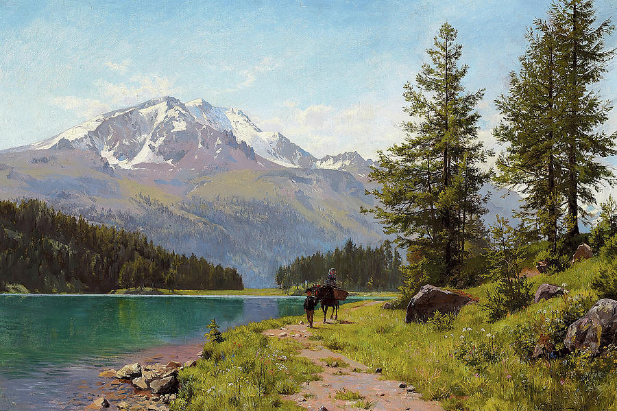 Vintage Digital Art - Lake Mountain Trail by Gary Grayson