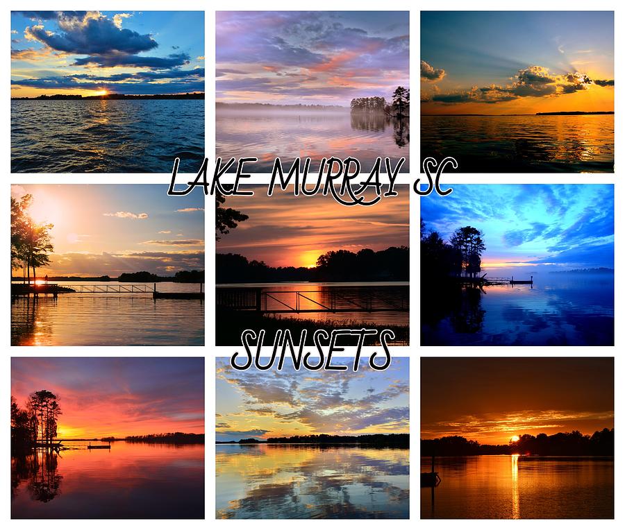 Sunset Photograph - Lake Murray Sunsets Collage by Lisa Wooten