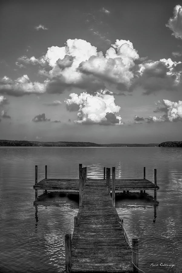 Lake Oconee Dock B W 2 Landscape Lakelife Art Photograph by Reid Callaway