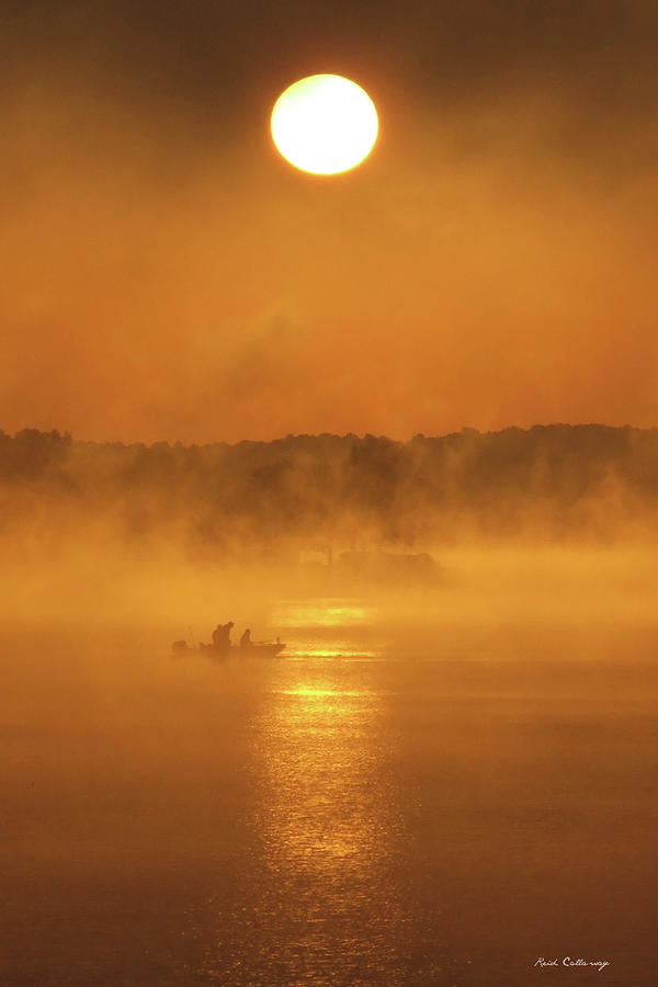 Lake Oconee GA Golden Sunrise Reflections 2 The Love Of Fishing Landscape Art Photograph by Reid Callaway