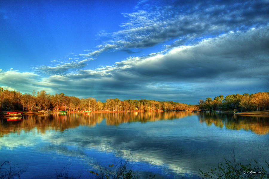 Large Mouth Bass Photograph - Lake Oconee GA Sunset Reflections Granite Shoals Lake Oconee Landscape Art by Reid Callaway