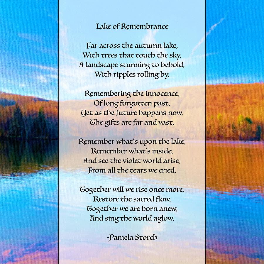 Lake of Remembrance Poem Digital Art by Pamela Storch - Pixels