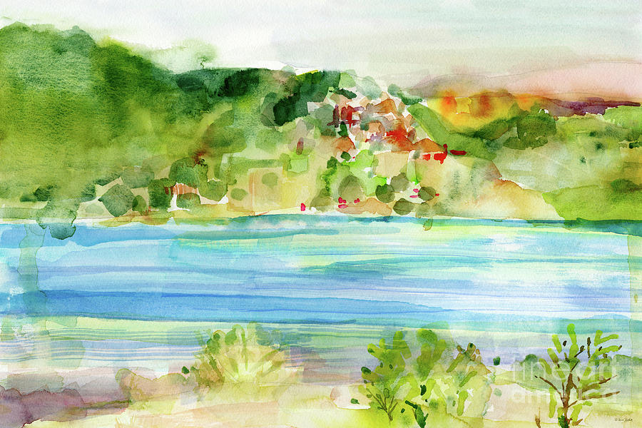 Lake of Sainte-Croix in Provence Painting by Sue Zipkin