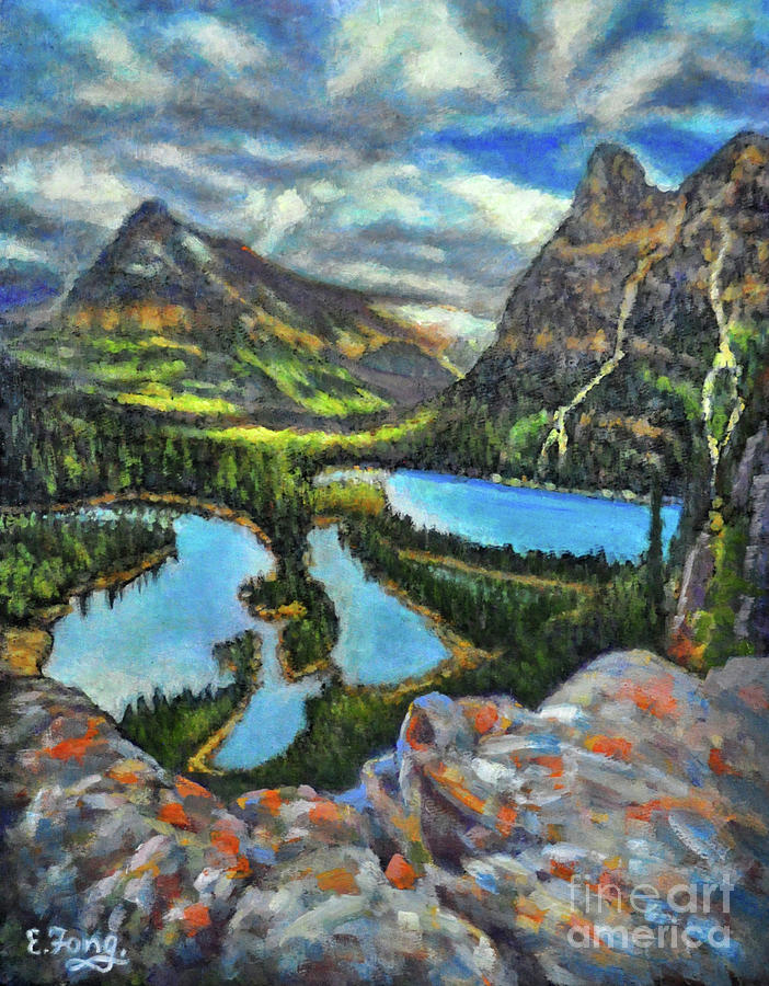 Lake OHara Overlook Painting by Eileen  Fong