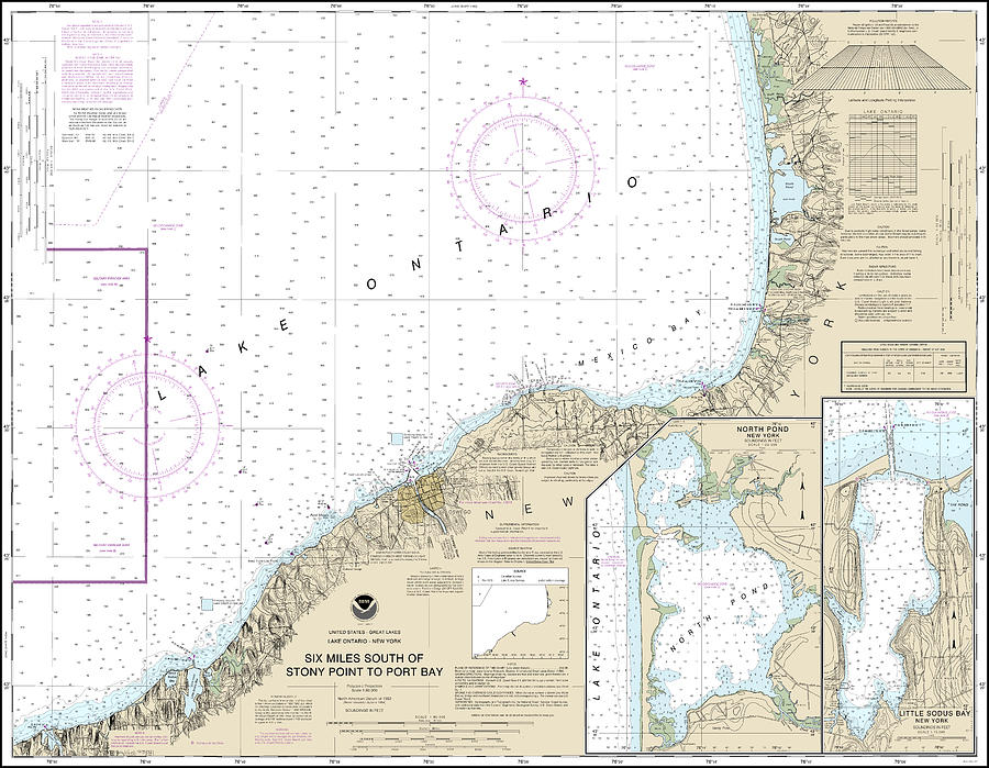 Lake Ontario Six Miles South of Stony Point to Port Bay Nautical Chart ...