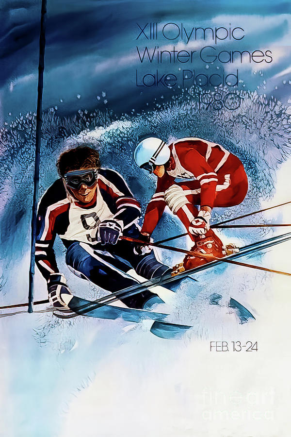 Lake Placid New York Winter Olympic Games Poster 1980 Drawing by M G Whittingham