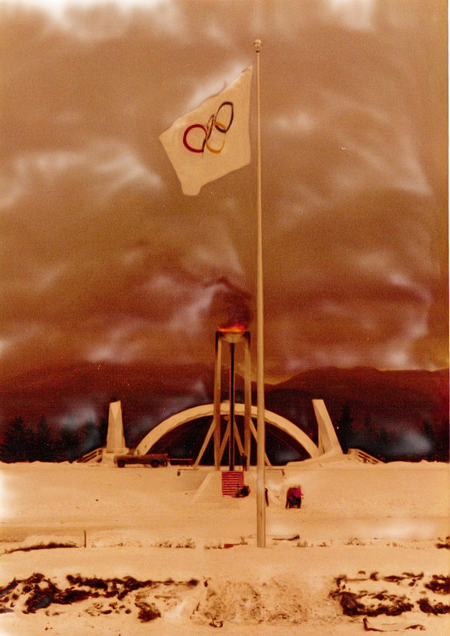 Lake Placid Olympic Flag and Flame Digital Art by Russ Considine