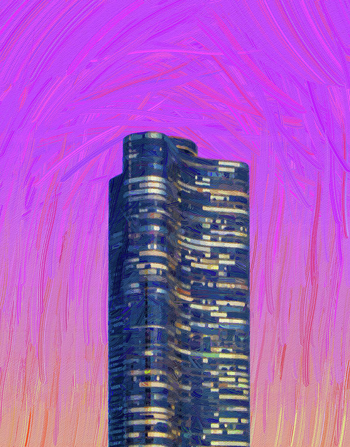 Lake Point Tower Condominium, Chicago, Il, Usa - Abstract Oil Painting By Ahmet Asar Painting